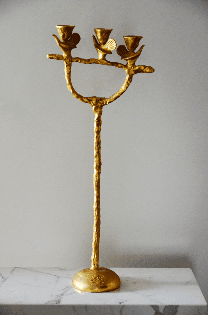 Bronze and gold leaf candle holder - Image 1 of 9